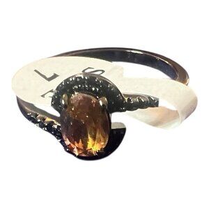 Fragrant Jewels Black & Gold Ring With Orange Gemstone Size 7 NEW with Tag